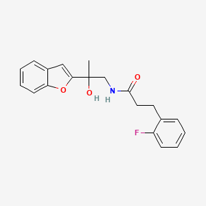 molecular formula C20H20FNO3 B2435368 N-[2-(1-benzofuran-2-yl)-2-hydroxypropyl]-3-(2-fluorophenyl)propanamide CAS No. 2034600-51-4