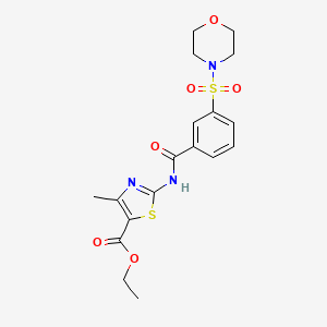 molecular formula C18H21N3O6S2 B2435420 Ethyl 4-methyl-2-(3-(morpholinosulfonyl)benzamido)thiazole-5-carboxylate CAS No. 953852-10-3