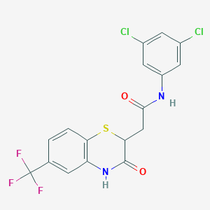 molecular formula C17H11Cl2F3N2O2S B2435439 N-(3,5-dichlorophenyl)-2-[3-oxo-6-(trifluoromethyl)-3,4-dihydro-2H-1,4-benzothiazin-2-yl]acetamide CAS No. 694498-44-7