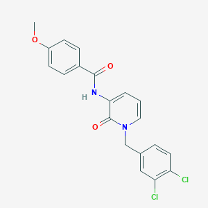 molecular formula C20H16Cl2N2O3 B2435441 N-[1-(3,4-dichlorobenzyl)-2-oxo-1,2-dihydro-3-pyridinyl]-4-methoxybenzenecarboxamide CAS No. 400086-19-3