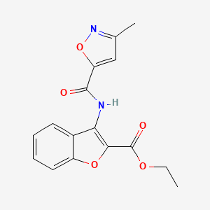 molecular formula C16H14N2O5 B2435459 Ethyl 3-(3-methylisoxazole-5-carboxamido)benzofuran-2-carboxylate CAS No. 946286-60-8