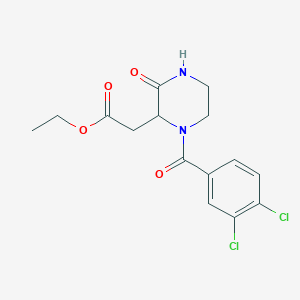 molecular formula C15H16Cl2N2O4 B2435460 Ethyl 2-[1-(3,4-dichlorobenzoyl)-3-oxo-2-piperazinyl]acetate CAS No. 318469-60-2