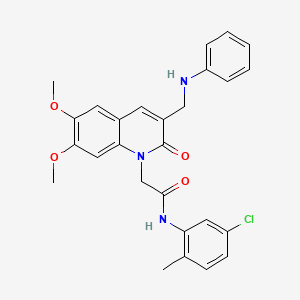 molecular formula C27H26ClN3O4 B2435499 N-(5-chloro-2-methylphenyl)-2-{6,7-dimethoxy-2-oxo-3-[(phenylamino)methyl]-1,2-dihydroquinolin-1-yl}acetamide CAS No. 894550-55-1