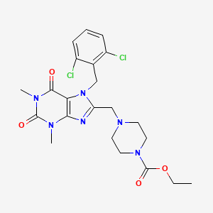 molecular formula C22H26Cl2N6O4 B2435501 ethyl 4-({7-[(2,6-dichlorophenyl)methyl]-1,3-dimethyl-2,6-dioxo-2,3,6,7-tetrahydro-1H-purin-8-yl}methyl)piperazine-1-carboxylate CAS No. 868146-59-2