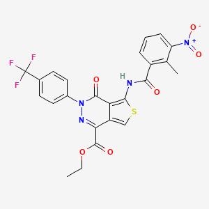 molecular formula C24H17F3N4O6S B2435545 ethyl 5-(2-methyl-3-nitrobenzamido)-4-oxo-3-[4-(trifluoromethyl)phenyl]-3H,4H-thieno[3,4-d]pyridazine-1-carboxylate CAS No. 851951-36-5