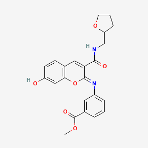molecular formula C23H22N2O6 B2435546 methyl 3-({(2Z)-7-hydroxy-3-[(tetrahydrofuran-2-ylmethyl)carbamoyl]-2H-chromen-2-ylidene}amino)benzoate CAS No. 1327168-90-0