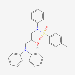 molecular formula C28H26N2O3S B2435562 N-(3-Carbazol-9-yl-2-hydroxy-propyl)-4-methyl-N-phenyl-benzenesulfonamide CAS No. 321689-24-1