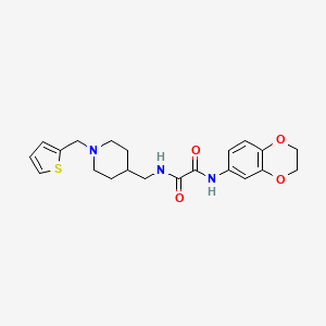 molecular formula C21H25N3O4S B2435593 N-(2,3-dihydro-1,4-benzodioxin-6-yl)-N'-({1-[(thiophen-2-yl)methyl]piperidin-4-yl}methyl)ethanediamide CAS No. 953231-08-8
