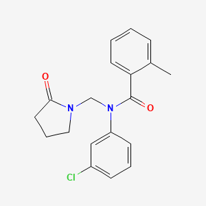molecular formula C19H19ClN2O2 B2435598 N-(3-chlorophenyl)-2-methyl-N-[(2-oxopyrrolidin-1-yl)methyl]benzamide CAS No. 852155-37-4