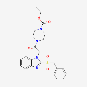 molecular formula C23H26N4O5S B2435610 ethyl 4-(2-(2-(benzylsulfonyl)-1H-benzo[d]imidazol-1-yl)acetyl)piperazine-1-carboxylate CAS No. 886905-96-0