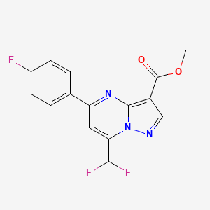 molecular formula C15H10F3N3O2 B2435617 Methyl 7-(difluoromethyl)-5-(4-fluorophenyl)pyrazolo[1,5-a]pyrimidine-3-carboxylate CAS No. 677294-57-4