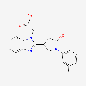 molecular formula C21H21N3O3 B2435622 methyl 2-{2-[1-(3-methylphenyl)-5-oxopyrrolidin-3-yl]-1H-1,3-benzodiazol-1-yl}acetate CAS No. 912902-16-0