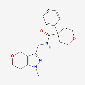 molecular formula C20H25N3O3 B2435634 N-({1-methyl-1H,4H,6H,7H-pyrano[4,3-c]pyrazol-3-yl}methyl)-4-phenyloxane-4-carboxamide CAS No. 1797861-04-1
