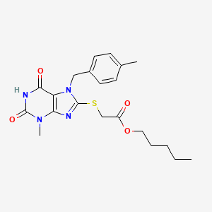 molecular formula C21H26N4O4S B2435648 pentyl 2-((3-methyl-7-(4-methylbenzyl)-2,6-dioxo-2,3,6,7-tetrahydro-1H-purin-8-yl)thio)acetate CAS No. 303969-79-1