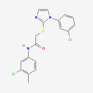 molecular formula C18H15Cl2N3OS B2435663 N-(3-chloro-4-methylphenyl)-2-((1-(3-chlorophenyl)-1H-imidazol-2-yl)thio)acetamide CAS No. 851079-11-3