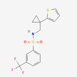 molecular formula C15H14F3NO2S2 B2435669 N-((1-(thiophen-2-yl)cyclopropyl)methyl)-3-(trifluoromethyl)benzenesulfonamide CAS No. 1211628-11-3