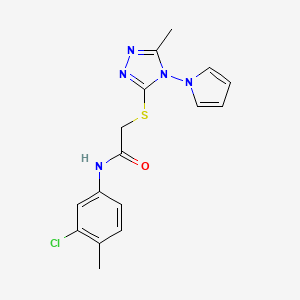 molecular formula C16H16ClN5OS B2435676 N-(3-chloro-4-methylphenyl)-2-{[5-methyl-4-(1H-pyrrol-1-yl)-4H-1,2,4-triazol-3-yl]sulfanyl}acetamide CAS No. 896287-31-3