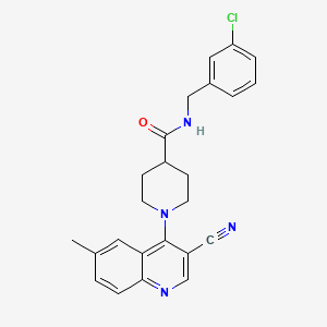 molecular formula C24H23ClN4O B2435731 N-[(3-Chlorophenyl)methyl]-1-(3-cyano-6-methylquinolin-4-YL)piperidine-4-carboxamide CAS No. 1358421-80-3