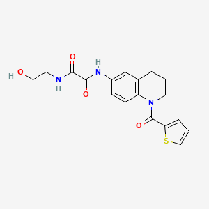 molecular formula C18H19N3O4S B2435732 N-(2-hydroxyethyl)-N'-[1-(thiophene-2-carbonyl)-1,2,3,4-tetrahydroquinolin-6-yl]ethanediamide CAS No. 899964-42-2
