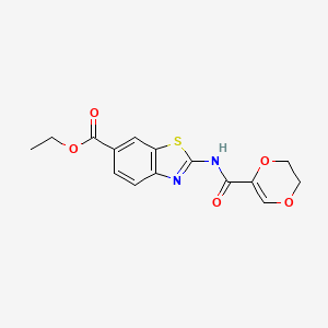 B2435739 Ethyl 2-(5,6-dihydro-1,4-dioxine-2-carboxamido)benzo[d]thiazole-6-carboxylate CAS No. 864860-70-8