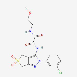 molecular formula C16H17ClN4O5S B2435760 N1-(2-(3-chlorophenyl)-5,5-dioxido-4,6-dihydro-2H-thieno[3,4-c]pyrazol-3-yl)-N2-(2-methoxyethyl)oxalamide CAS No. 899990-04-6