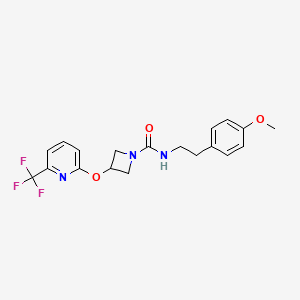 molecular formula C19H20F3N3O3 B2435763 N-(4-methoxyphenethyl)-3-((6-(trifluoromethyl)pyridin-2-yl)oxy)azetidine-1-carboxamide CAS No. 2034575-49-8