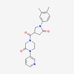 4-[1-(3,4-Dimethylphenyl)-5-oxopyrrolidine-3-carbonyl]-1-(pyridin-3-yl)piperazin-2-one