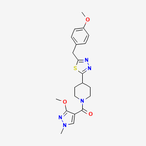 (3-methoxy-1-methyl-1H-pyrazol-4-yl)(4-(5-(4-methoxybenzyl)-1,3,4-thiadiazol-2-yl)piperidin-1-yl)methanone