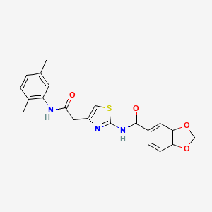 molecular formula C21H19N3O4S B2435801 N-(4-(2-((2,5-dimethylphenyl)amino)-2-oxoethyl)thiazol-2-yl)benzo[d][1,3]dioxole-5-carboxamide CAS No. 921520-22-1