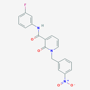 molecular formula C19H14FN3O4 B2435819 N-(3-fluorophenyl)-1-[(3-nitrophenyl)methyl]-2-oxo-1,2-dihydropyridine-3-carboxamide CAS No. 946332-08-7