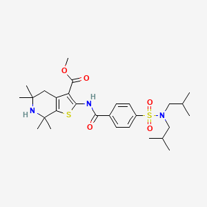 molecular formula C28H41N3O5S2 B2435829 methyl 2-{4-[bis(2-methylpropyl)sulfamoyl]benzamido}-5,5,7,7-tetramethyl-4H,5H,6H,7H-thieno[2,3-c]pyridine-3-carboxylate CAS No. 489471-13-8