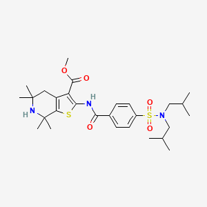 Methyl 2-[[4-[bis(2-methylpropyl)sulfamoyl]benzoyl]amino]-5,5,7,7-tetramethyl-4,6-dihydrothieno[2,3-c]pyridine-3-carboxylate