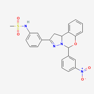 N-{3-[7-(3-nitrophenyl)-8-oxa-5,6-diazatricyclo[7.4.0.0^{2,6}]trideca-1(9),4,10,12-tetraen-4-yl]phenyl}methanesulfonamide