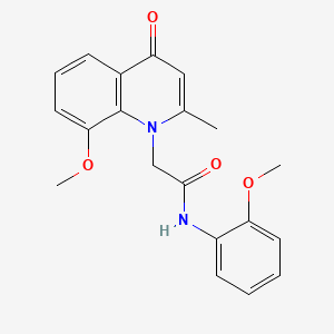 molecular formula C20H20N2O4 B2435843 2-(8-methoxy-2-methyl-4-oxo-1-quinolinyl)-N-(2-methoxyphenyl)acetamide CAS No. 488746-15-2