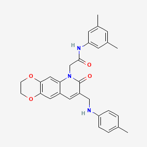 molecular formula C29H29N3O4 B2435850 N-(3,5-dimethylphenyl)-2-(8-{[(4-methylphenyl)amino]methyl}-7-oxo-2H,3H,6H,7H-[1,4]dioxino[2,3-g]quinolin-6-yl)acetamide CAS No. 894555-29-4