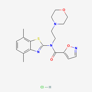 molecular formula C19H23ClN4O3S B2435862 N-(4,7-dimethylbenzo[d]thiazol-2-yl)-N-(2-morpholinoethyl)isoxazole-5-carboxamide hydrochloride CAS No. 1189910-51-7