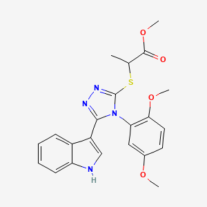 molecular formula C22H22N4O4S B2435867 methyl 2-((4-(2,5-dimethoxyphenyl)-5-(1H-indol-3-yl)-4H-1,2,4-triazol-3-yl)thio)propanoate CAS No. 852167-48-7