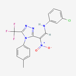 3-chloro-N-{2-[4-(4-methylphenyl)-5-(trifluoromethyl)-4H-1,2,4-triazol-3-yl]-2-nitrovinyl}aniline