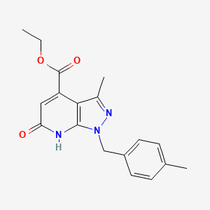 molecular formula C18H19N3O3 B2435886 ethyl 3-methyl-1-(4-methylbenzyl)-6-oxo-6,7-dihydro-1H-pyrazolo[3,4-b]pyridine-4-carboxylate CAS No. 1174860-77-5