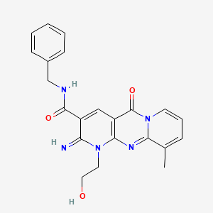 B2435892 [1-(2-hydroxyethyl)-2-imino-10-methyl-5-oxo(1,6-dihydropyridino[2,3-d]pyridino [1,2-a]pyrimidin-3-yl)]-N-benzylcarboxamide CAS No. 636989-74-7