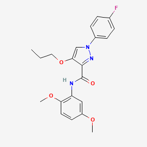 molecular formula C21H22FN3O4 B2435897 N-(2,5-dimethoxyphenyl)-1-(4-fluorophenyl)-4-propoxy-1H-pyrazole-3-carboxamide CAS No. 1172421-14-5