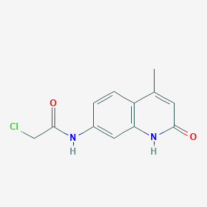 molecular formula C12H11ClN2O2 B024359 Carbostyril 124 N-Carboxymethyl Chloride CAS No. 183613-11-8