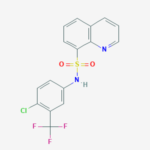 molecular formula C16H10ClF3N2O2S B2435900 N-[4-chloro-3-(trifluoromethyl)phenyl]quinoline-8-sulfonamide CAS No. 671200-99-0