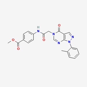 molecular formula C22H19N5O4 B2435942 methyl 4-{2-[1-(2-methylphenyl)-4-oxo-1H,4H,5H-pyrazolo[3,4-d]pyrimidin-5-yl]acetamido}benzoate CAS No. 895010-86-3