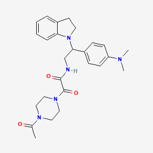 molecular formula C26H33N5O3 B2435944 2-(4-acetylpiperazin-1-yl)-N-(2-(4-(dimethylamino)phenyl)-2-(indolin-1-yl)ethyl)-2-oxoacetamide CAS No. 941914-37-0