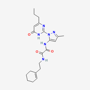 molecular formula C21H28N6O3 B2435947 N1-(2-(cyclohex-1-en-1-yl)ethyl)-N2-(3-methyl-1-(6-oxo-4-propyl-1,6-dihydropyrimidin-2-yl)-1H-pyrazol-5-yl)oxalamide CAS No. 1014005-02-7
