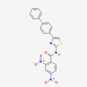 molecular formula C22H14N4O5S B2435956 N-(4-{[1,1'-BIPHENYL]-4-YL}-1,3-THIAZOL-2-YL)-2,4-DINITROBENZAMIDE CAS No. 393124-82-8
