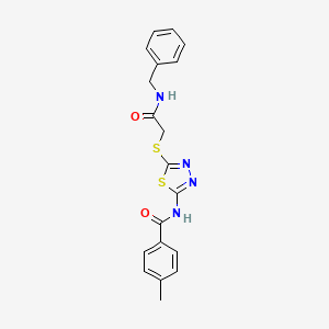 molecular formula C19H18N4O2S2 B2435959 N-(5-{[(BENZYLCARBAMOYL)METHYL]SULFANYL}-1,3,4-THIADIAZOL-2-YL)-4-METHYLBENZAMIDE CAS No. 604747-26-4