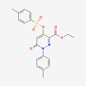 molecular formula C21H20N2O6S B2435980 Ethyl 6-oxo-1-(p-tolyl)-4-(tosyloxy)-1,6-dihydropyridazine-3-carboxylate CAS No. 886950-84-1