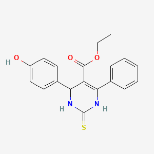 molecular formula C19H18N2O3S B2436005 ethyl 4-(4-hydroxyphenyl)-6-phenyl-2-sulfanylidene-1,2,3,4-tetrahydropyrimidine-5-carboxylate CAS No. 351063-19-9